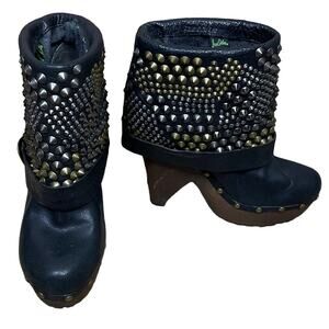 Sam Edelman Wickley Stud Ankle Boots Platform Heel Black Leather Size 7.5